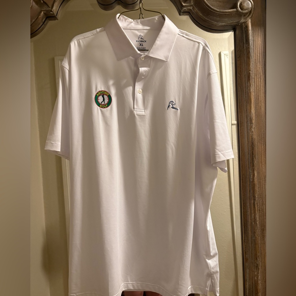 Rhoback White Polo Shirt with Embroidered Logos